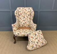Upholstered Walnut Wing Armchair (9 of 9) Upholstered Walnut Wing Armchair (9 of 9)