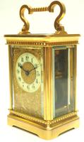 Good Antique French 8-day Carriage Clock Bevelled Case with Embossed Decorated Masked Dial (4 of 12) Good Antique French 8-day Carriage Clock Bevelled Case with Embossed Decorated Masked Dial (4 of 12)