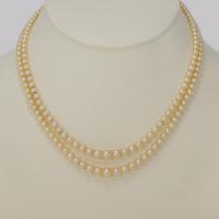 Vintage Natural Pearl Necklace with Sterling Silver Art Deco Clasp Double Strand 18" (2 of 8) Vintage Natural Pearl Necklace with Sterling Silver Art Deco Clasp Double Strand 18" (2 of 8)
