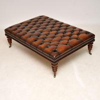 Large Antique Victorian Style Deep Buttoned Leather Stool / Coffee Table (4 of 9) Large Antique Victorian Style Deep Buttoned Leather Stool / Coffee Table (4 of 9)