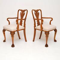 Pair of Antique Walnut Queen Anne Style Carver Armchairs (10 of 10) Pair of Antique Walnut Queen Anne Style Carver Armchairs (10 of 10)