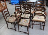 1920s Set 8 Bobbin Turned Oak Chairs in Floral Upholstery Pop out Seats (2 of 3) 1920s Set 8 Bobbin Turned Oak Chairs in Floral Upholstery Pop out Seats (2 of 3)
