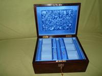 Inlaid Rosewood Jewellery Box + Tray - Plush Interior c.1850 (11 of 11) Inlaid Rosewood Jewellery Box + Tray - Plush Interior c.1850 (11 of 11)