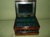 Inlaid Figured Walnut Jewellery Box - Plush Interior c.1875 (12 of 12) Inlaid Figured Walnut Jewellery Box - Plush Interior c.1875 (12 of 12)