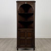 Antique 20th Century Carved Oak Corner Cabinet