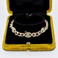 Antique Turquoise Curb Link 15ct Gold Bracelet Edwardian Victorian (3 of 8) Antique Turquoise Curb Link 15ct Gold Bracelet Edwardian Victorian (3 of 8)