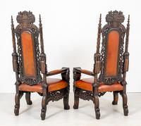 Superb Pair of Oak Throne Chairs (11 of 14) Superb Pair of Oak Throne Chairs (11 of 14)