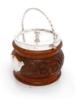 Antique Oak and Silver Plated Barrel with a Rope Swing Handle and White China Liner (4 of 5) Antique Oak and Silver Plated Barrel with a Rope Swing Handle and White China Liner (4 of 5)