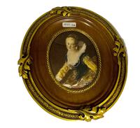 French Signed Portrait Miniature in Wood & Brass Frame c.1925 (5 of 8) French Signed Portrait Miniature in Wood & Brass Frame c.1925 (5 of 8)