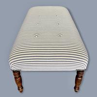 Buttoned Ticking Low Footstool (5 of 8) Buttoned Ticking Low Footstool (5 of 8)