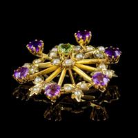Antique Suffragette Floral Pendant 9ct Gold Amethyst Peridot Pearl c.1910 (4 of 6) Antique Suffragette Floral Pendant 9ct Gold Amethyst Peridot Pearl c.1910 (4 of 6)