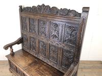 Antique Victorian Carved Oak High Back Settle (5 of 15) Antique Victorian Carved Oak High Back Settle (5 of 15)