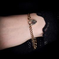 Antique Heart Padlock Graduated Curb 9ct 9K Gold Bracelet 7.5" (9 of 9) Antique Heart Padlock Graduated Curb 9ct 9K Gold Bracelet 7.5" (9 of 9)