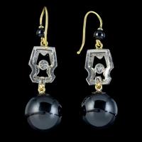 Art Deco Onyx Diamond Drop Earrings Platinum 18ct Gold Circa 1920 (2 of 4) Art Deco Onyx Diamond Drop Earrings Platinum 18ct Gold Circa 1920 (2 of 4)