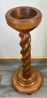 French Vintage Carved Oak Plant Stand Barley Twist Pedestal (LOT 3889)