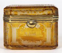 Bohemian Antique Engraved Metal Mounted Overlay Yellow Glass Sugar Casket 19th Century (9 of 19) Bohemian Antique Engraved Metal Mounted Overlay Yellow Glass Sugar Casket 19th Century (9 of 19)