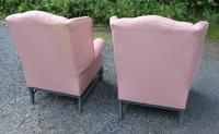 Pair of Lilac Leather Wingback Armchairs with Buttoned Backs (3 of 3) Pair of Lilac Leather Wingback Armchairs with Buttoned Backs (3 of 3)
