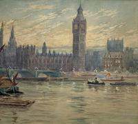 William Henry Harford - Houses of Parliament Riverscape Painting 19th Century (6 of 10) William Henry Harford - Houses of Parliament Riverscape Painting 19th Century (6 of 10)