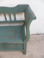 Lovely Emerald Green 3 Seater Antique Pine Kitchen / Hall Box Settle / Bench (8 of 10) Lovely Emerald Green 3 Seater Antique Pine Kitchen / Hall Box Settle / Bench (8 of 10)
