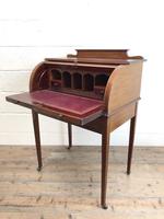 Antique Edwardian Mahogany Inlaid Cylinder Top Desk (12 of 14) Antique Edwardian Mahogany Inlaid Cylinder Top Desk (12 of 14)