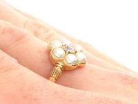 Natural Pearl & 0.20ct Diamond, 18ct Yellow Gold Cluster Ring - Antique c.1880 (8 of 9) Natural Pearl & 0.20ct Diamond, 18ct Yellow Gold Cluster Ring - Antique c.1880 (8 of 9)