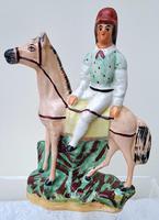 Pair of Antique English Victorian Staffordshire Pottery Figures of Mounted Jockeys ~ H 3312 / H 3313 (7 of 12) Pair of Antique English Victorian Staffordshire Pottery Figures of Mounted Jockeys ~ H 3312 / H 3313 (7 of 12)