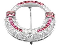 0.97ct Ruby & 2.23ct Diamond, 14ct White Gold Brooch - Art Deco c.1930 (3 of 9) 0.97ct Ruby & 2.23ct Diamond, 14ct White Gold Brooch - Art Deco c.1930 (3 of 9)