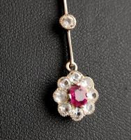 Art Nouveau Ruby & Zircon Drop Pendant, Floral (5 of 10) Art Nouveau Ruby & Zircon Drop Pendant, Floral (5 of 10)