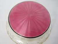 Silver & Pink Enamel Dressing Table Jar with a Mirror Under the Lid (3 of 5) Silver & Pink Enamel Dressing Table Jar with a Mirror Under the Lid (3 of 5)