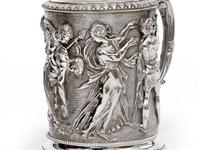 Ornate Victorian Electro Formed Silver Plated Lidded Tankard with Figural Scenes of Musicians (12 of 13) Ornate Victorian Electro Formed Silver Plated Lidded Tankard with Figural Scenes of Musicians (12 of 13)