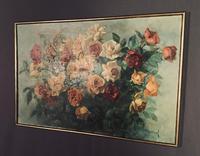 Signed Early 20th Century Large French Oil on Canvas Bouquet of Roses (4 of 8) Signed Early 20th Century Large French Oil on Canvas Bouquet of Roses (4 of 8)