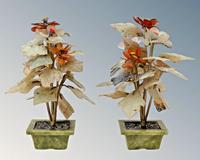 Pair Chinese Hardstone Jade Flower Jardiniere Bonsai (1 of 7)