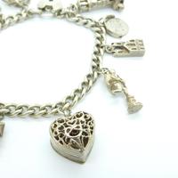 Vintage sterling silver English charm bracelet ~ 12 Charms & Heart padlock~ 50grams (4 of 8) Vintage sterling silver English charm bracelet ~ 12 Charms & Heart padlock~ 50grams (4 of 8)