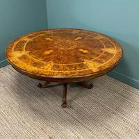 Large Figured Walnut Circular Antique Dining Table (3 of 8) Large Figured Walnut Circular Antique Dining Table (3 of 8)