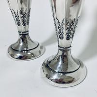 Pair of Antique Sterling Silver Trumpet Shaped Vases (4 of 12) Pair of Antique Sterling Silver Trumpet Shaped Vases (4 of 12)