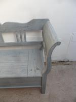 Grey & Blue 3 Seater Antique Pine Kitchen / Hall Box Settle / Bench (6 of 10) Grey & Blue 3 Seater Antique Pine Kitchen / Hall Box Settle / Bench (6 of 10)
