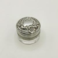 Antique 1900 Silver Lidded Glass Jar