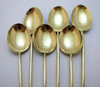 Superb Vintage Solid Sterling Silver Gilt & Enamel English Hallmarked Coffee Spoons Cased Boxed Set 1953 (9 of 10) Superb Vintage Solid Sterling Silver Gilt & Enamel English Hallmarked Coffee Spoons Cased Boxed Set 1953 (9 of 10)