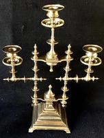 Pair of Heavy Brass Aesthetic Movement Three Branch Candelabra. (5 of 8) Pair of Heavy Brass Aesthetic Movement Three Branch Candelabra. (5 of 8)