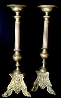Pair of Tall Victorian Gilt Brass Column Candlesticks (2 of 4) Pair of Tall Victorian Gilt Brass Column Candlesticks (2 of 4)
