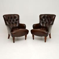 Pair of Antique Victorian Style Leather Armchairs (8 of 8) Pair of Antique Victorian Style Leather Armchairs (8 of 8)