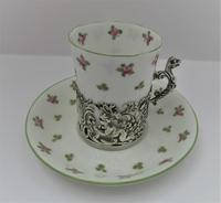Staffordshire Bone China Coffee Cup & Saucer, Silver Mount, William Comyns, London 1911 (2 of 8) Staffordshire Bone China Coffee Cup & Saucer, Silver Mount, William Comyns, London 1911 (2 of 8)