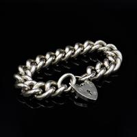 Vintage Heavy Chunky Heart Padlock Sterling Silver Curb Bracelet (3 of 10) Vintage Heavy Chunky Heart Padlock Sterling Silver Curb Bracelet (3 of 10)