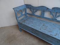 Lovely 3/4 Seater Antique Pine Painted Sky Blue Box Settle / Bench (2 of 9) Lovely 3/4 Seater Antique Pine Painted Sky Blue Box Settle / Bench (2 of 9)