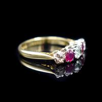 Vintage Ruby & Diamond 18ct 18K Yellow Gold Five Stone Ring (3 of 10) Vintage Ruby & Diamond 18ct 18K Yellow Gold Five Stone Ring (3 of 10)