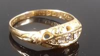 Antique Edwardian 18ct gold 5 stone diamond gypsy boat ring 1910 (5 of 6) Antique Edwardian 18ct gold 5 stone diamond gypsy boat ring 1910 (5 of 6)