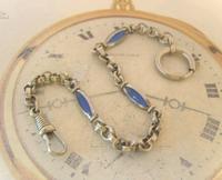 Antique Pocket Watch Chain 1920s Art Nouveau Chrome & Vivid Blue Glass Albert (4 of 11) Antique Pocket Watch Chain 1920s Art Nouveau Chrome & Vivid Blue Glass Albert (4 of 11)