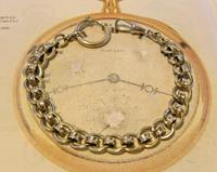 Antique Pocket Watch Chain 1920s Large Chrome Fancy Link Albert with Big Bolt Ring (2 of 12) Antique Pocket Watch Chain 1920s Large Chrome Fancy Link Albert with Big Bolt Ring (2 of 12)