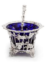 Large Victorian Silver Plated Sugar Basket with a Bristol Blue Liner (5 of 5) Large Victorian Silver Plated Sugar Basket with a Bristol Blue Liner (5 of 5)