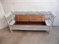 Mottled White & Black 3 Seater Antique Pine Kitchen / Hall Box Settle / Bench (2 of 10) Mottled White & Black 3 Seater Antique Pine Kitchen / Hall Box Settle / Bench (2 of 10)